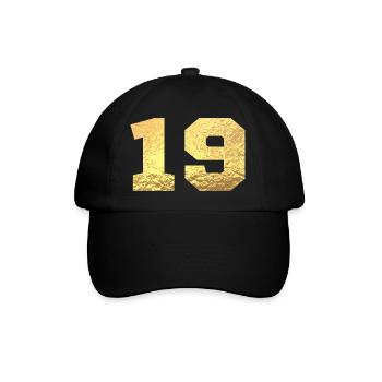 Number 19 Gold Glitter - 19th Anniversary - Baseball Cap - black/black - Front