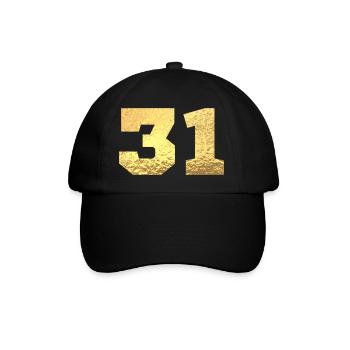 Numéro 31 paillettes doré - 31e anniversaire - Casquette classique - noir/noir - Devant