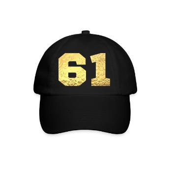 Number 61 Gold Glitter - 61st Anniversary - Baseball Cap - black/black - Front