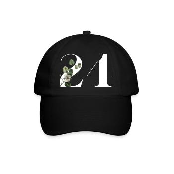Numéro 24 floral vert -24e anniversaire floral - Casquette classique - noir/noir - Devant