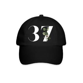 Number 37 Floral Green - 37th Floral Birthday - Baseball Cap - black/black - Front