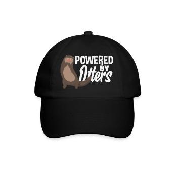 Powered by Sea Otter Cartoon - Baseball Cap - black/black - Front