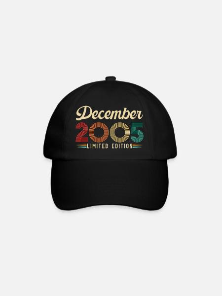 20 Ans Anniversaire Cadeau Né en Décembre 2005 - Casquette classique - noir/noir