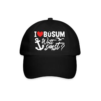Nordsee Urlaub BÜSUM WATT SONST Lustiges - Baseballkappe - Schwarz/Schwarz - Vorne