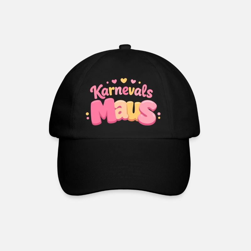Karnevalsmaus Kölsche Mädsche – Karneval Köln - Baseballkappe - Schwarz/Schwarz
