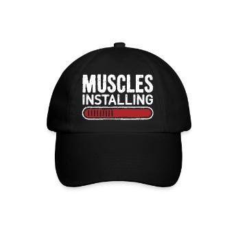 Muscles Installing Fortschrittsbalken Fitness Gym - Baseballkappe - Schwarz/Schwarz - Vorne