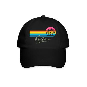 Mallorca Palm Trees Sunset Retro - Baseball Cap - black/black - Front
