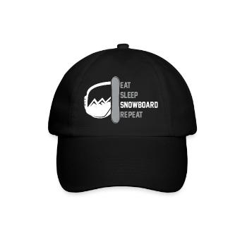 Snowboarden Snowboarder Iss, schlaf Snowboard - Baseballkappe - Schwarz/Schwarz - Vorne