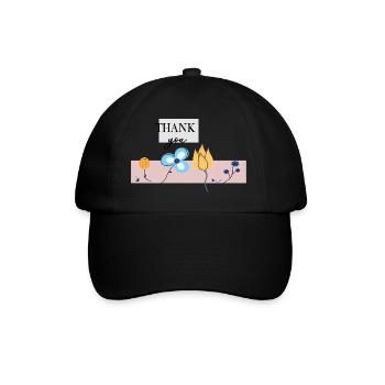 Thank you flower greeting - Baseball Cap - black/black - Front