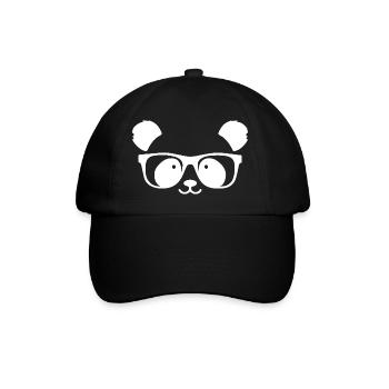 Cute panda with nerd glasses - Baseball Cap - black/black - Front