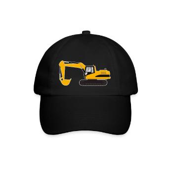 Bagger Baumaschine Baustelle Bauarbeiter - Baseballkappe - Schwarz/Schwarz - Vorne