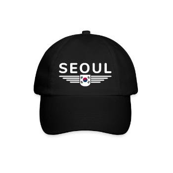 Seoul Fan-T-Shirt für Korea-Liebhaber - Baseballkappe - Schwarz/Schwarz - Vorne