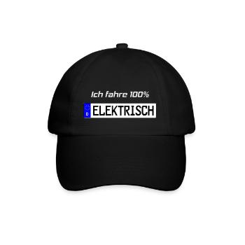 100 Prozent Elektrisch Kennzeichen - Baseballkappe - Schwarz/Schwarz - Vorne