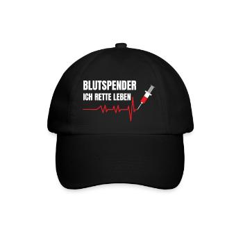 Blutspender Spruch Ich rette Leben Lebensretter - Baseballkappe - Schwarz/Schwarz - Vorne