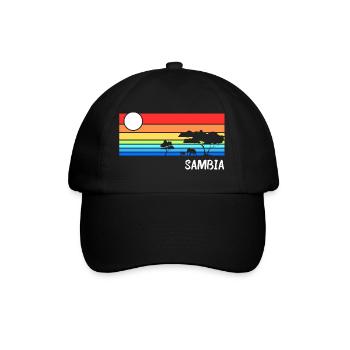 Sambia Afrika Savanne Safari Urlaub - Baseballkappe - Schwarz/Schwarz - Vorne