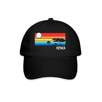 Kenia Afrika Savanne Safari Urlaub - Baseballkappe - Schwarz/Schwarz - Vorne