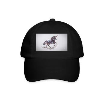 Glitzerndes Einhorn-Mosaik - Baseballkappe - Schwarz/Schwarz - Vorne