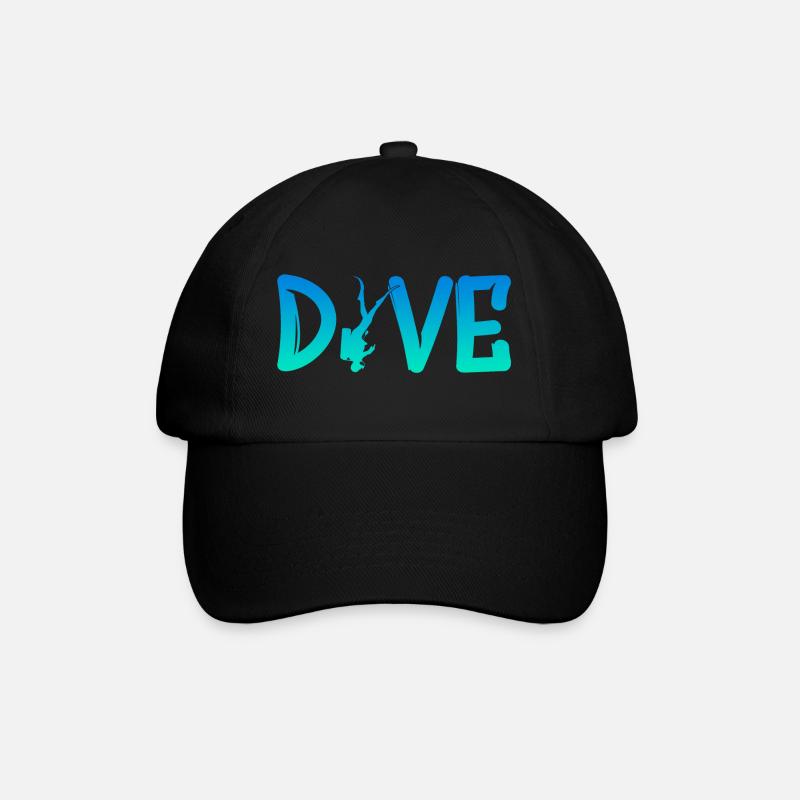 Dive - Diver - Scuba - Diving - Taucher - tauchen - Baseballkappe - Schwarz/Schwarz