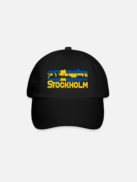 Stockholm Skyline - Baseballkappe - Schwarz/Schwarz