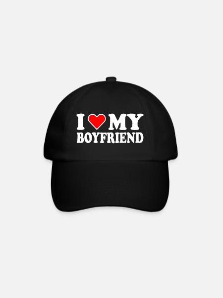 I love my boyfriend - Baseballkasket - sort/sort