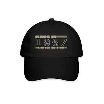 Jahrgang 1957 1957 Jahrgang 1957 Geburtstagsgeschenk - Baseballkappe - Schwarz/Schwarz - Vorne