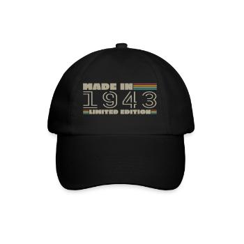Vintage 1943 1943 Born in 1943 Birthday Gift - Baseball Cap - black/black - Front