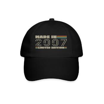 2007 Vintage 2007 Birthday Gift Born in 2007 - Baseball Cap - black/black - Front