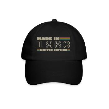 Jahrgang 1963 1963 Geburtstagsgeschenk Jahrgang 1963 - Baseballkappe - Schwarz/Schwarz - Vorne