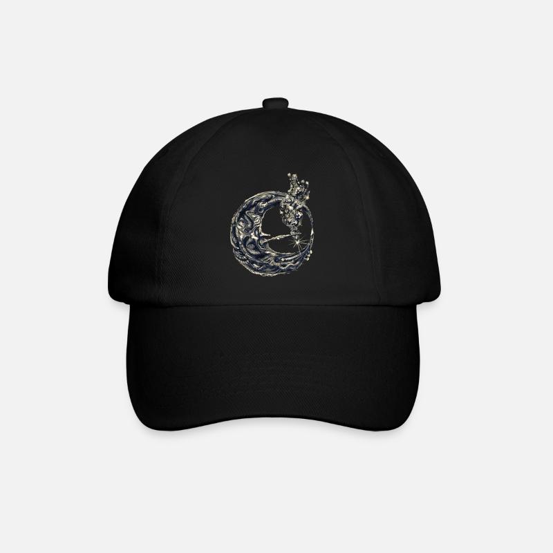 Moon with a pipe - Baseball Cap - black/black