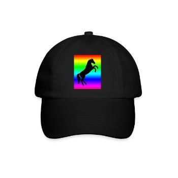Regenbogen Pferd - Baseballkappe - Schwarz/Schwarz - Vorne