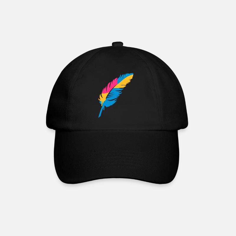 bunte Feder - Baseballkappe - Schwarz/Schwarz