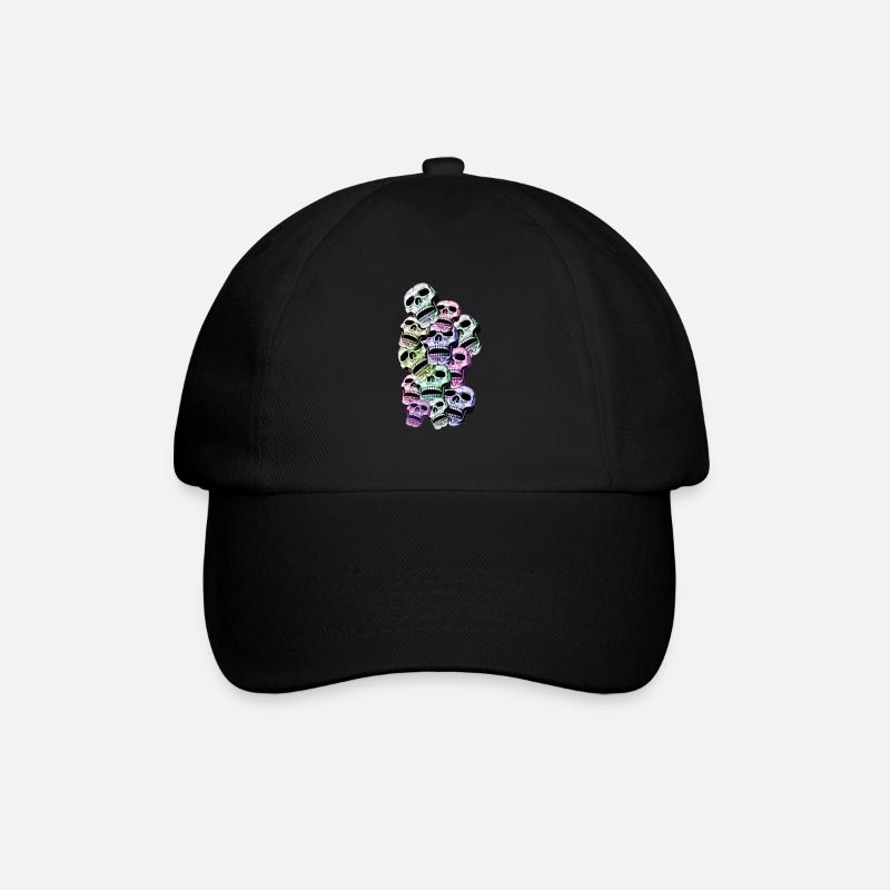 Bunte Skulls - Totenköpfe - Baseballkappe - Schwarz/Schwarz