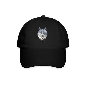 Wolf face wildlife - Baseball Cap - black/black - Front