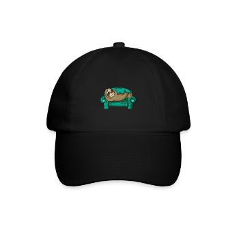 Sloth funny on sofa gift - Baseball Cap - black/black - Front
