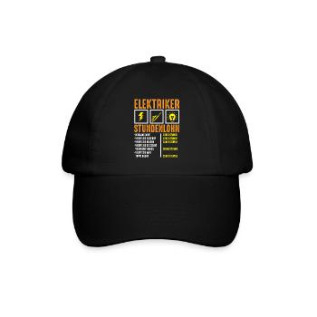 Lustiges Elektriker Stundenlohn Geschenk - Baseballkappe - Schwarz/Schwarz - Vorne