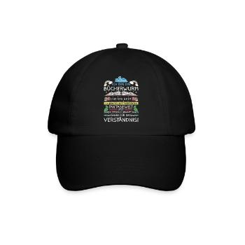 Lesen Leseratte Bücherwurm Geschenkidee - Baseballkappe - Schwarz/Schwarz - Vorne