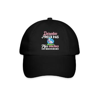 Vaches. Agriculture. Cadeau t-shirt humour animal - Casquette classique - noir/noir - Devant
