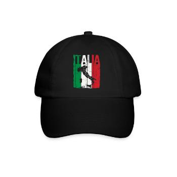 Italia Italienische Flagge Italien Fussball Karte - Baseballkappe - Schwarz/Schwarz - Vorne