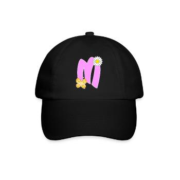 Buchstabe M mit Schmetterling - Baseballkappe - Schwarz/Schwarz - Vorne