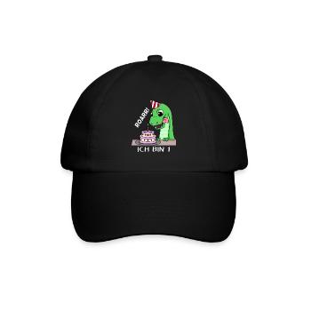 1. Geburtstag Dino Geburtstag Ich bin 1 - Baseballkappe - Schwarz/Schwarz - Vorne