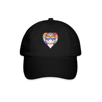 Cœur LGBT avec singe arc-en-ciel - Casquette classique - noir/noir - Devant