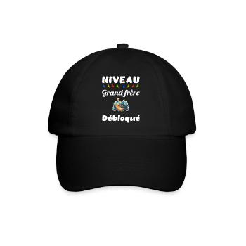 Niveau grand frère débloqué t-shirt idée cadeau - Casquette classique - noir/noir - Devant