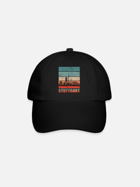 Stuttgart Skyline Geschenkidee - Baseballkappe - Schwarz/Schwarz