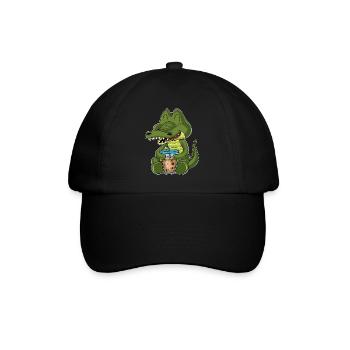 Bubble Tea Kawaii Crocodile I Boba Tea Otaku - Baseball Cap - black/black - Front