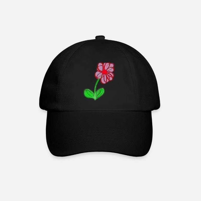 Fleur rouge peinte à la main pixel de fleur abstraite - Casquette classique - noir/noir