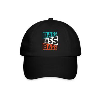 BASS BASS BASS DJ/Rave/Party/Club/Festival - Baseballkappe - Schwarz/Schwarz - Vorne