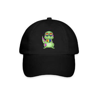 LGBT Tier Dinosaurier Regenbogen Herz - Baseballkappe - Schwarz/Schwarz - Vorne