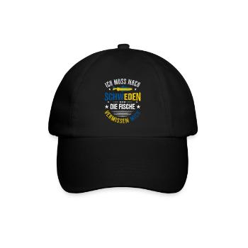 Schweden Angeltrip Angeltour Geschenk - Baseballkappe - Schwarz/Schwarz - Vorne