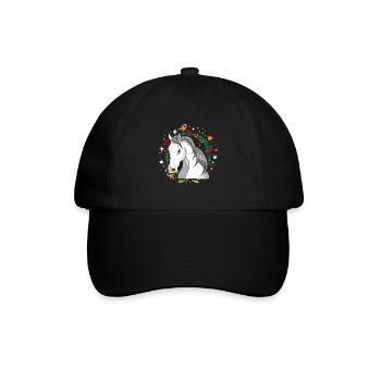 Ugly Christmas Horse Horse Knit Xmas Christ Child - Baseball Cap - black/black - Front