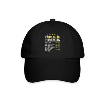 Kanalbauer Stundensatz Stundenlohn - Baseballkappe - Schwarz/Schwarz - Vorne